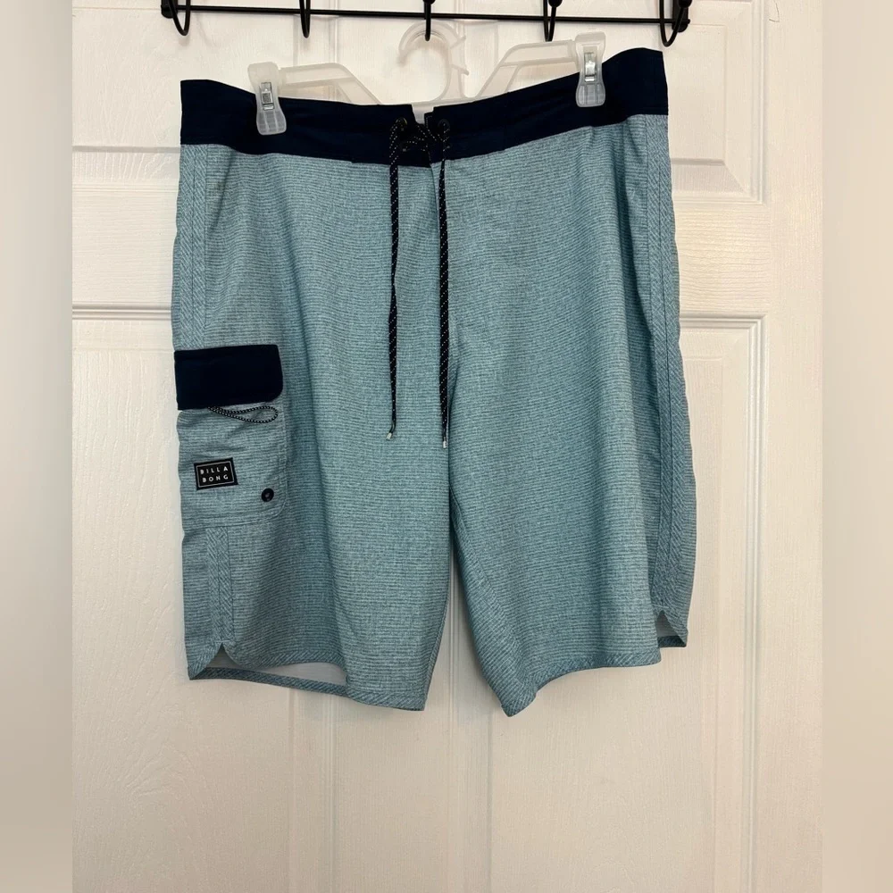 Billabong Light Blue Board Shorts with Navy Accents